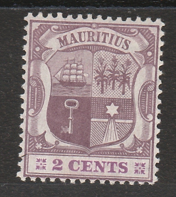 MAURITIUS 1904 ARMS 2C WMK MULTI CROWN CA