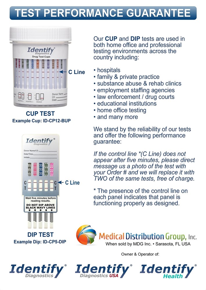 5 Pack Identify Diagnostics 12 Panel Drug Test Cup with BUP - Testing Instant...