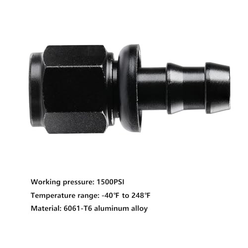 Push Lock Hose Fitting End Black 2PCS 6AN Straight