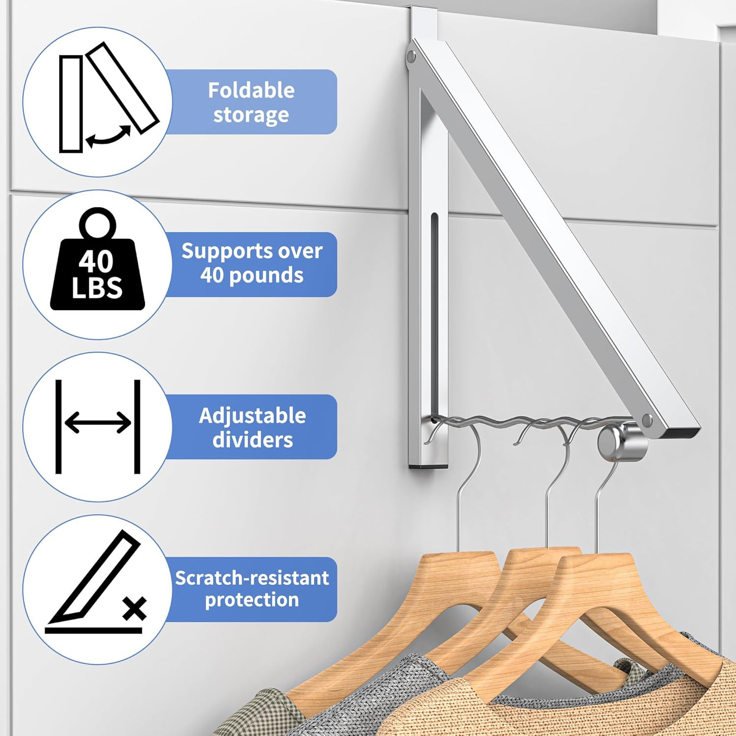 Clothes Drying Rack for Laundry Room Organization,Foldable Over The Door Drying