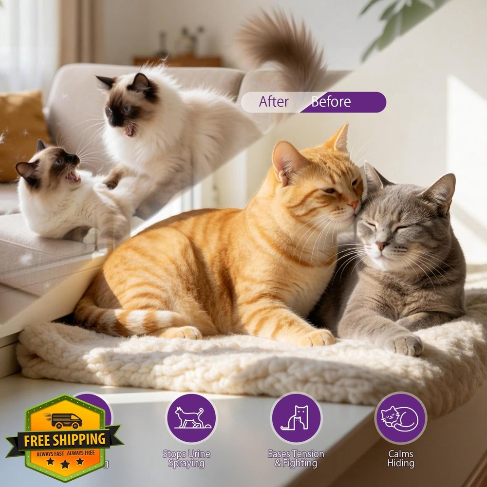 BULUMIOO Cat Calming Diffuser Kit 30-Day Unscented Pheromone