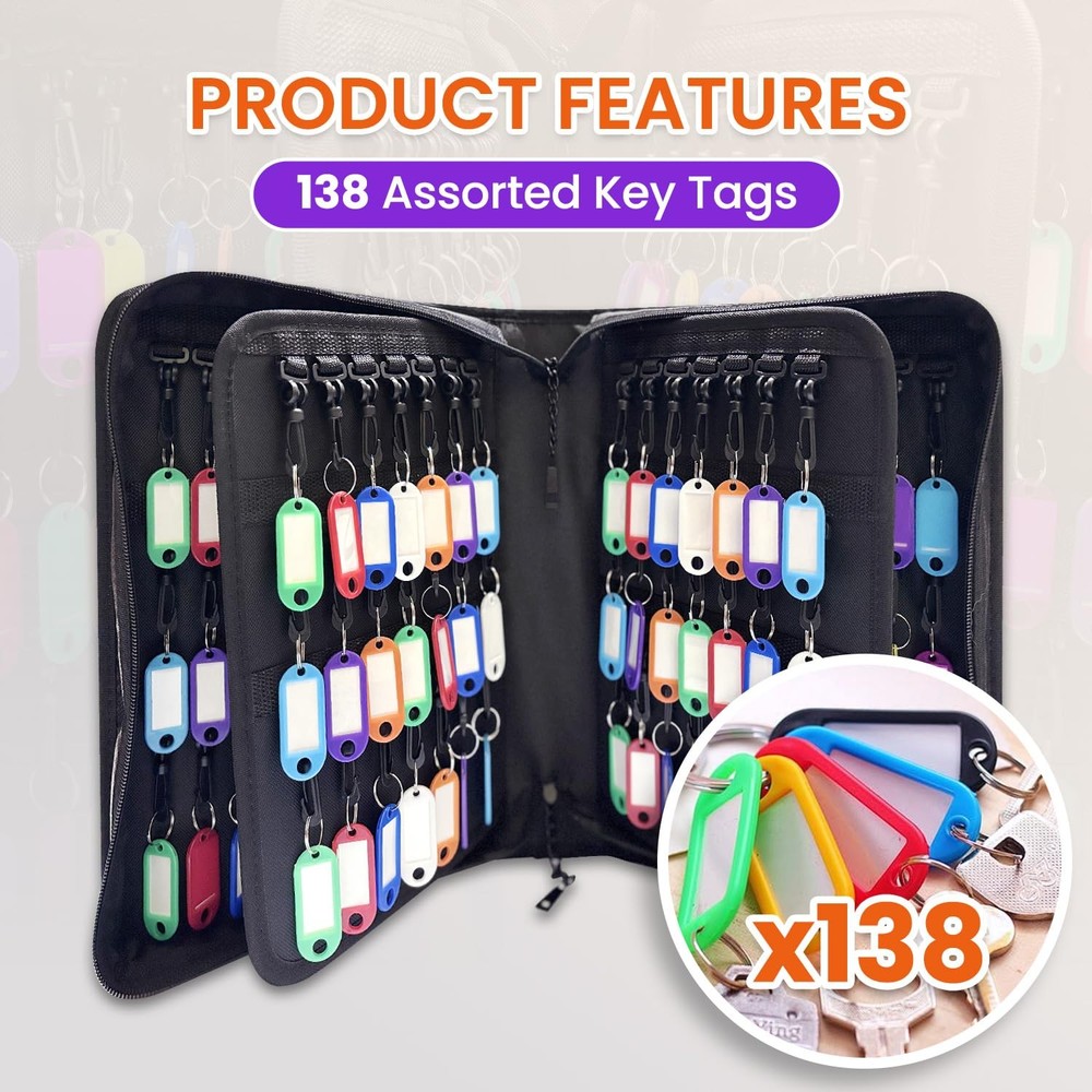 138 Position Key Organizer with Combination Lock, Waterproof Fireproof Zipper...