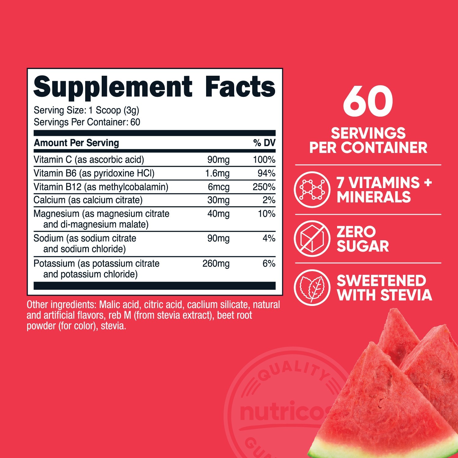 Nutricost Electrolytes Complex Powder (Watermelon) 60 Servings - Zero Sugar