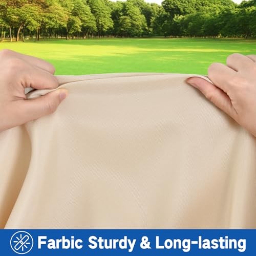 Square Elastic Fitted Tablecloth, Windproof Polyester 34" x 34" (Square) Beige