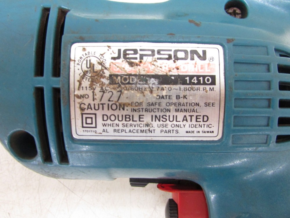 JEPSON TOOLS 3/8" ELECTRIC DRILL 1410, VARIABLE SPEED REVERSIBLE