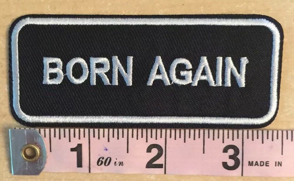 Born Again Biker Patch Christian Harley Jesus Tab Patch