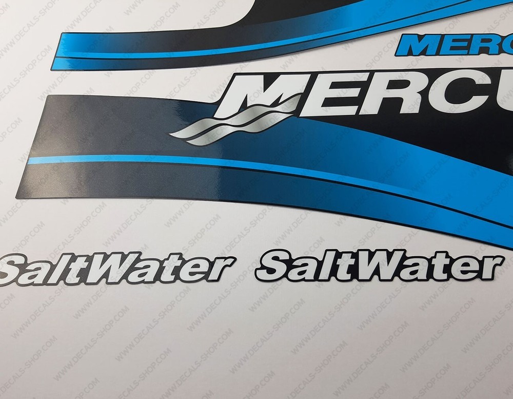 Mercury 225hp Optimax SaltWater outboard engine decals BLUE sticker set