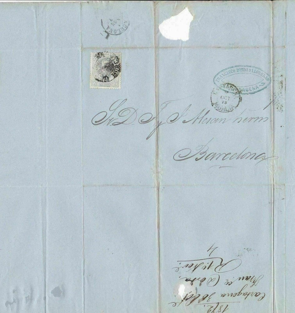 Spain 19th centuary stamps cover Ref 8322