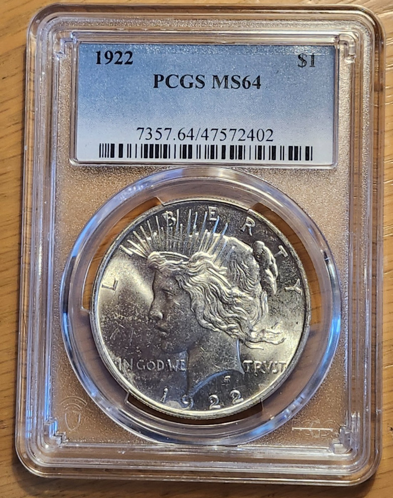 1922 P PCGS MS64  PEACE 90% SILVER #1