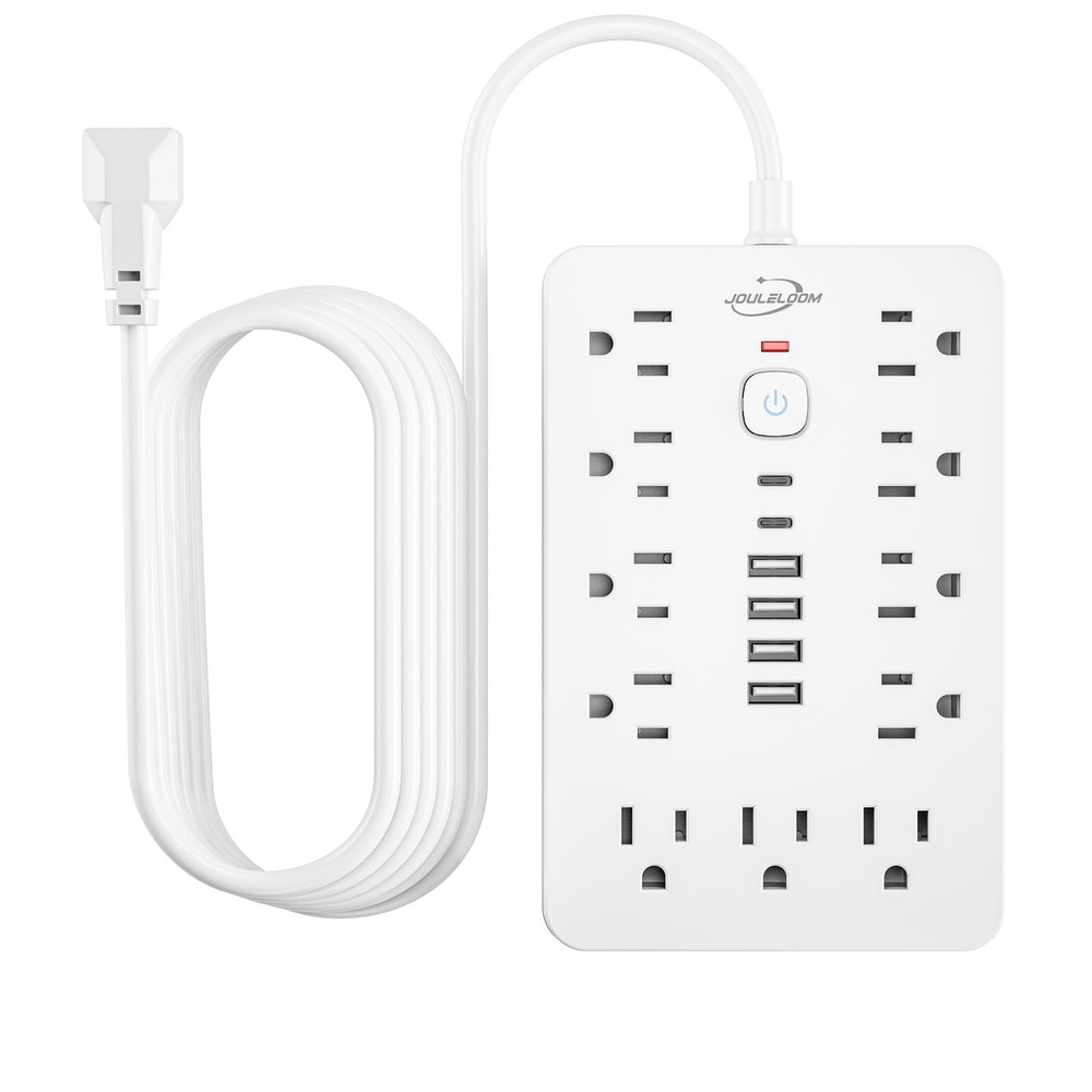 10 FT Flat Plug Surge Protector Power Strip11 Multiple AC Outlets with 6 USB ...