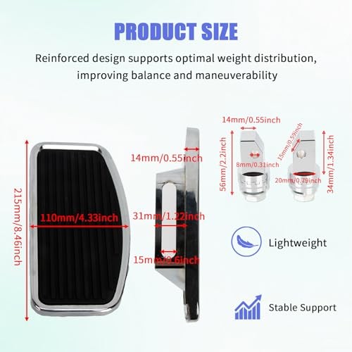 2PCS Motorcycle Floorboards Adjustable Rear Passenger Foot Stripe Pattern