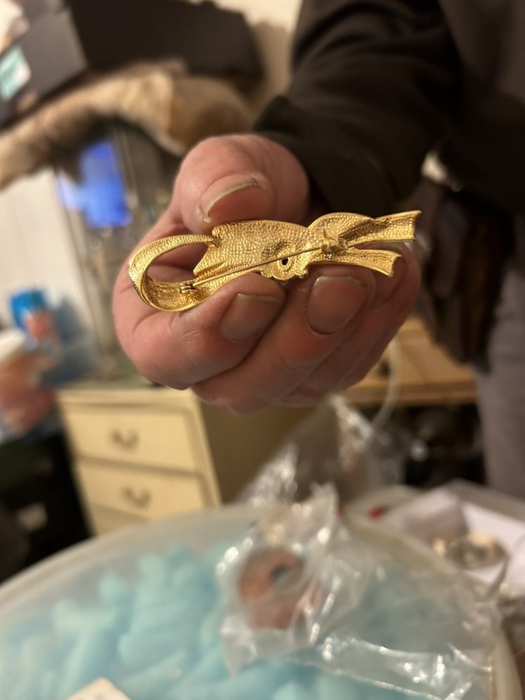 Gold Plated Bow Brooch