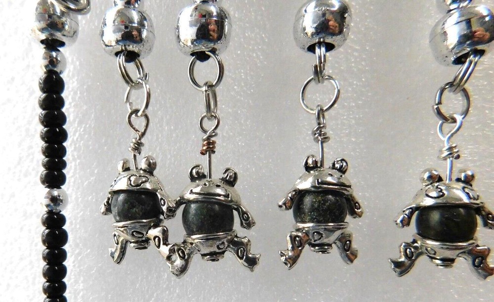 Beaded Dangler Hanging Frog For Junk Journal Purse Backpack Notebook