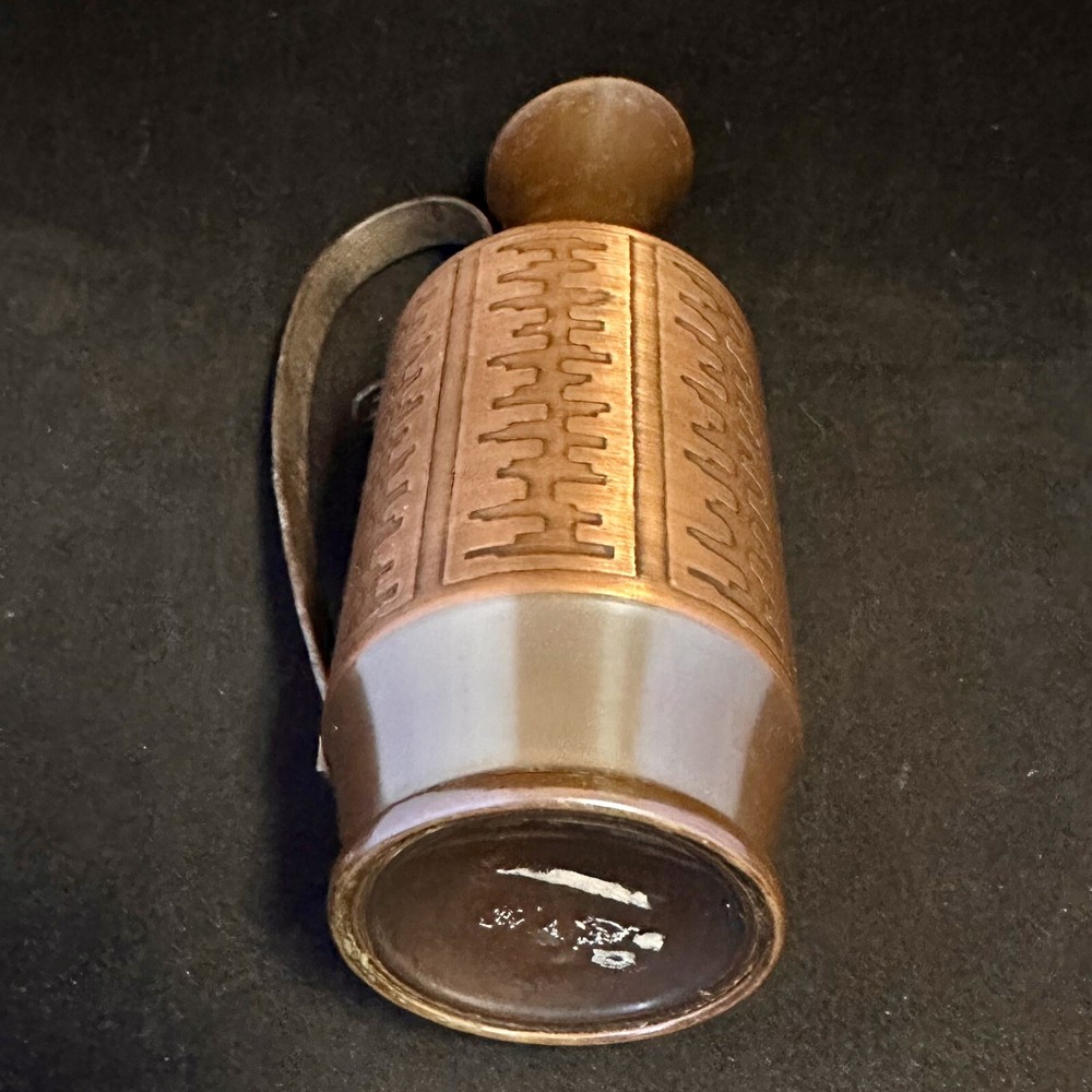 Brutalist Copper Pitcher Joda West Germany Mid Century Modern Handle & Etching