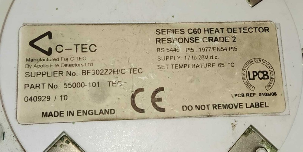 APOLLO C-TEC C 60 HEAT DETECTOR 55000-101 TEC
