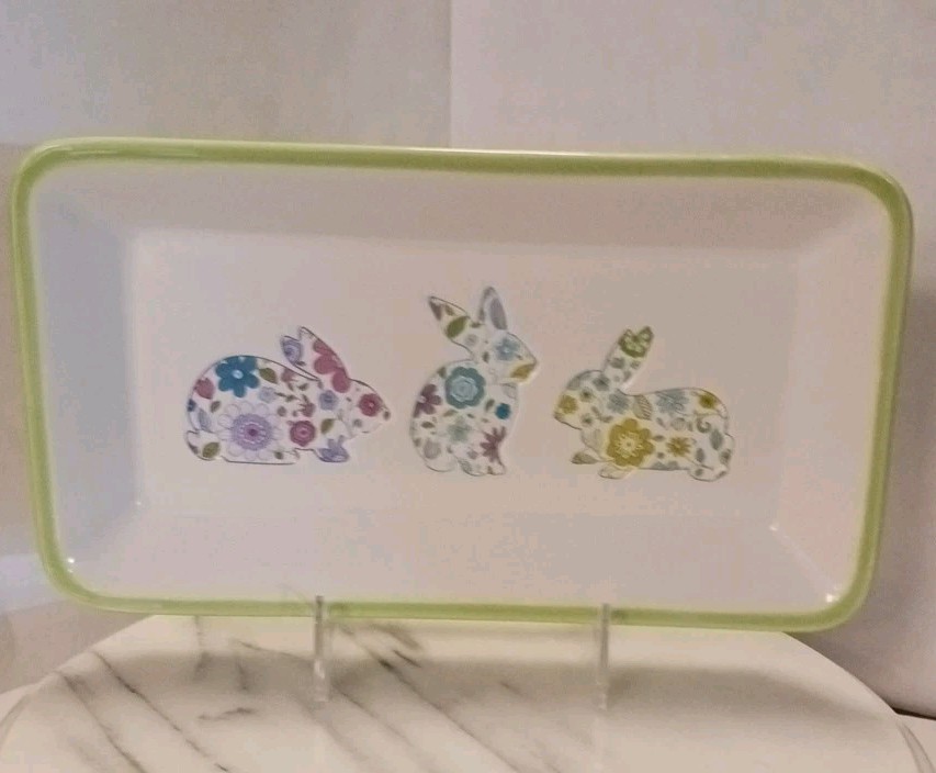 Easter Hallmark 'Spring is Served' Bunny Rabbit Tray - Ceramic Serving Tray