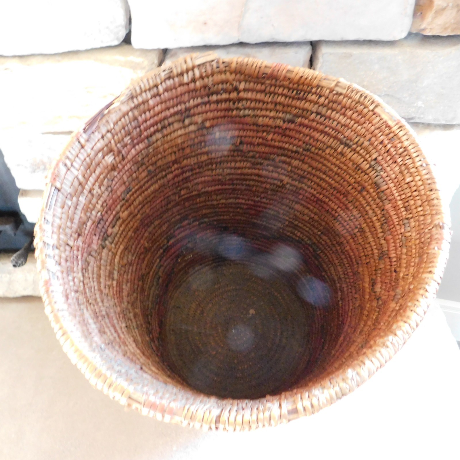 VINTAGE SOUTHWEST INDIAN JICARILLA APACHE POLYCHROME CYLINDRICAL BASKET