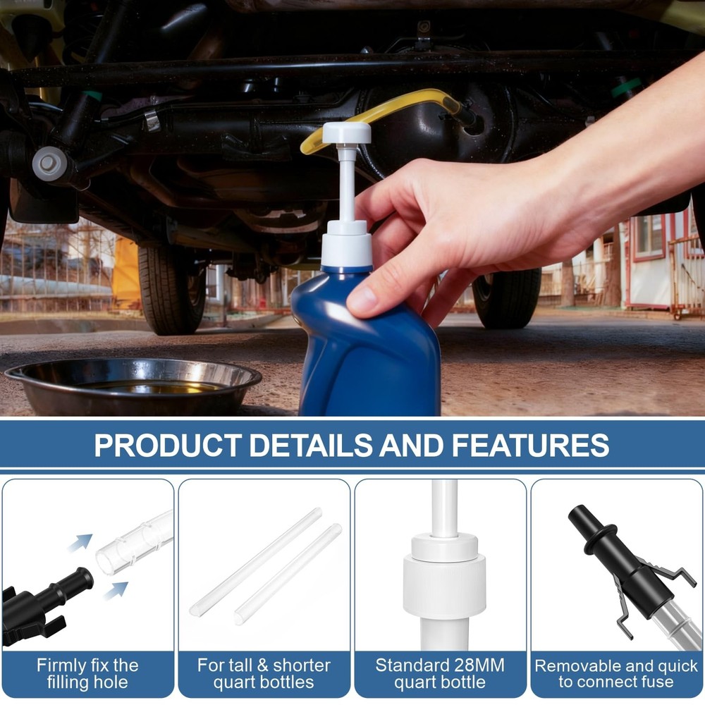 2 Pack Fluid Pump, Fluid Pump for Standard Quart Bottles，10cc Per Pump Stroke...