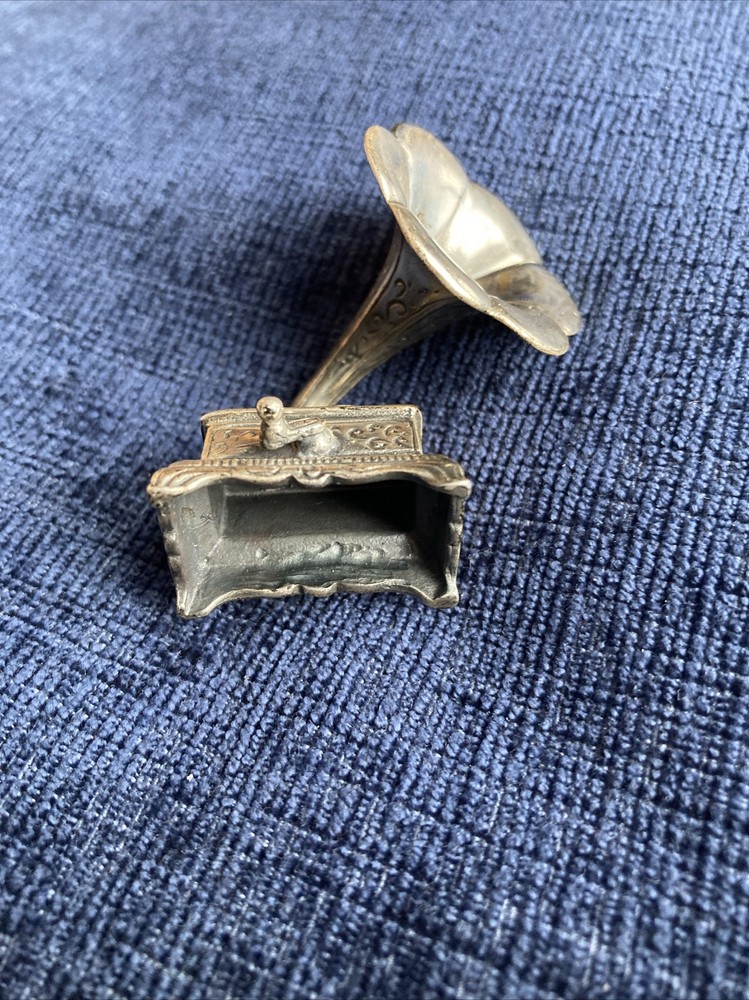 sterling silver miniature gramophone