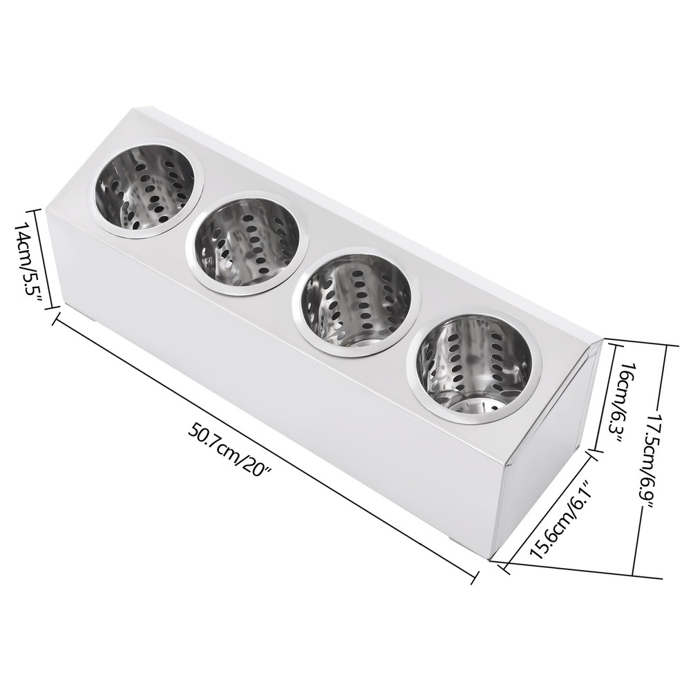 Removable 4 Storage Hole Metal Flatware Holder Flatware Organizer Large Capacity