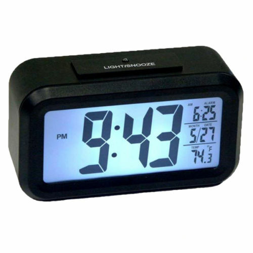 Auto Sensor Large Display Alarm Clock- Low Vision, Night, Light, Bright, Date
