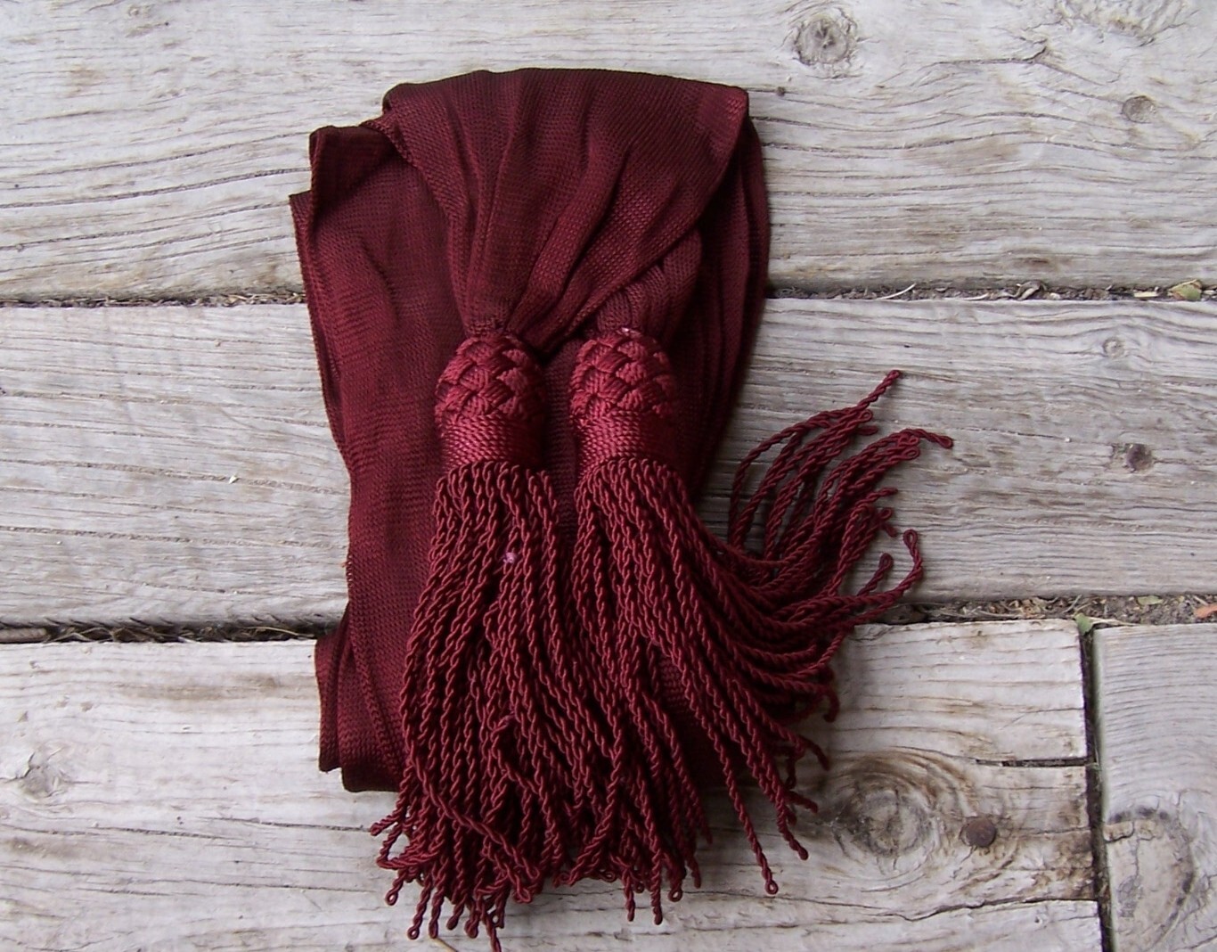 CIVIL WAR OFFICERS MAROON SILK SASH 01