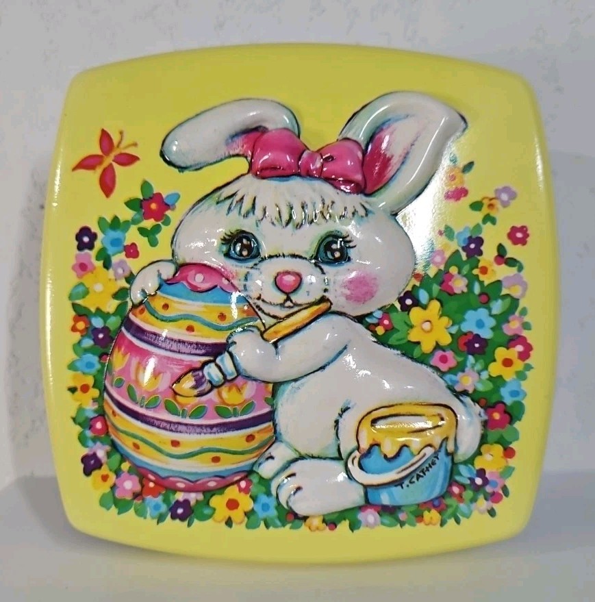 Vintage Ullman Easter Bunny Blow Mold Plastic Container 3D Design