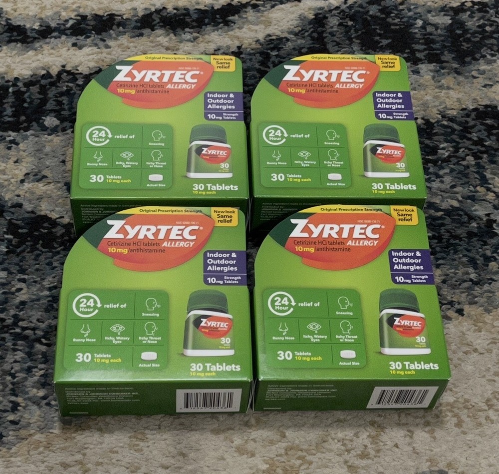 Zyrtec Allergy 30 Tablets, 4 Pack, Exp 2027