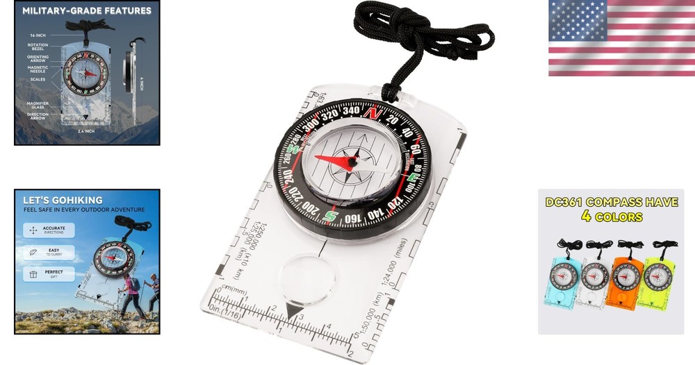 Durable Kids Hiking Compass with Magnetic Navigation - Backpacking Essential