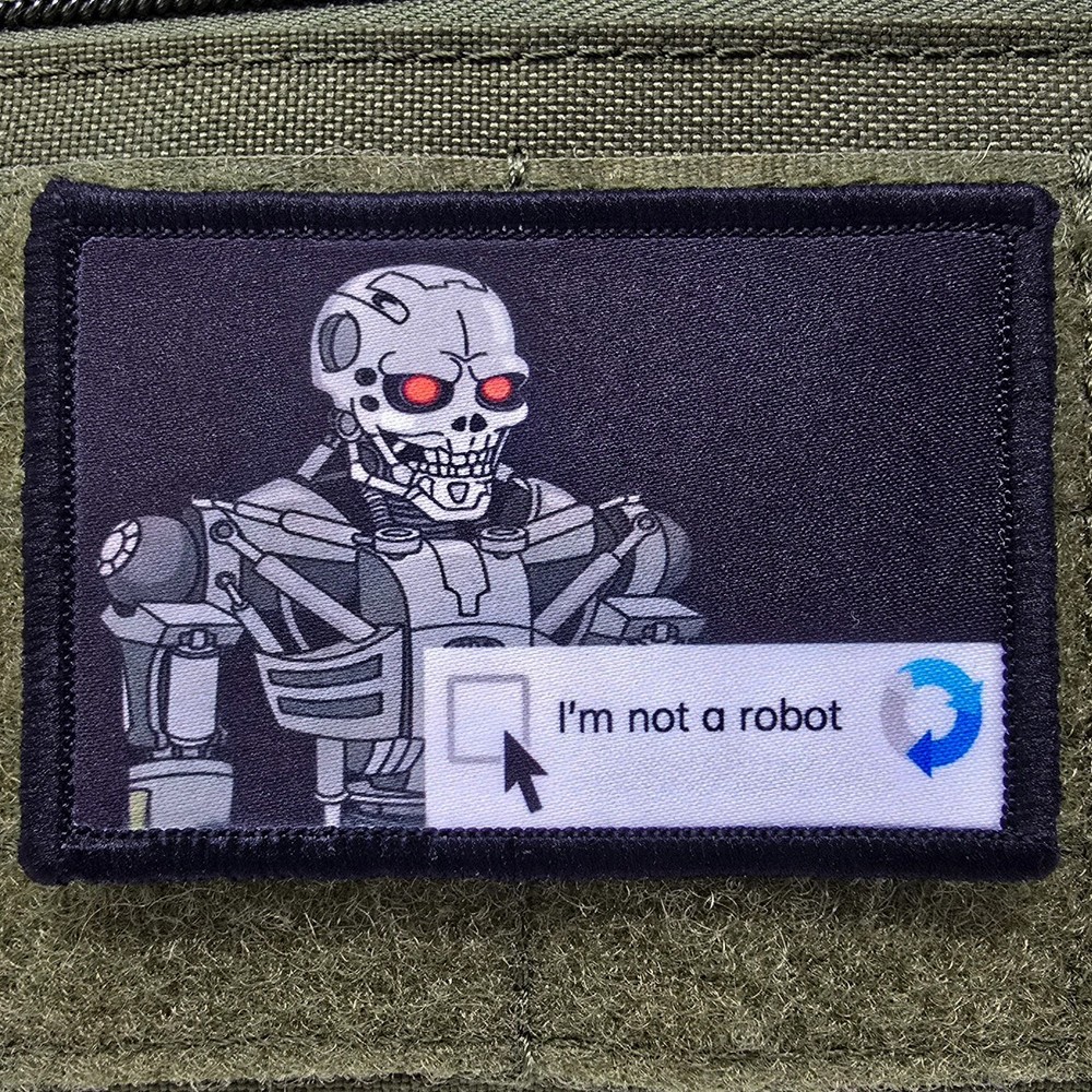 I'm Not a Robot Patch Moral Tactical Meme Funny USA Flag Hook & Loop 3x2