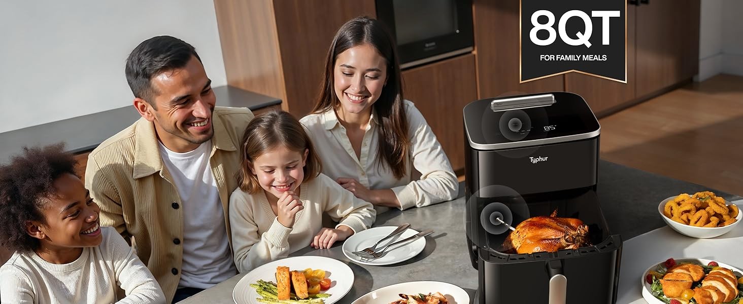 Typhur Sync 8 Quart AI Smart Air Fryer w/ Built-in Wireless Meat Thermometer