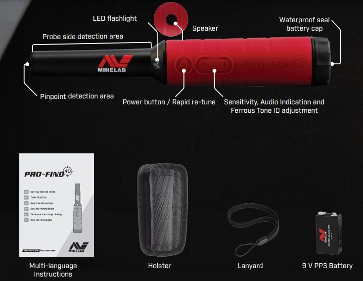 Minelab Pro-Find 40 Waterproof Pinpointer w/Ferrous ID