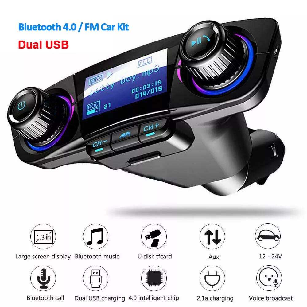 Bluetooth Car FM Transmitter MP3 Player Hands free Radio Adapter Kit USB Charger