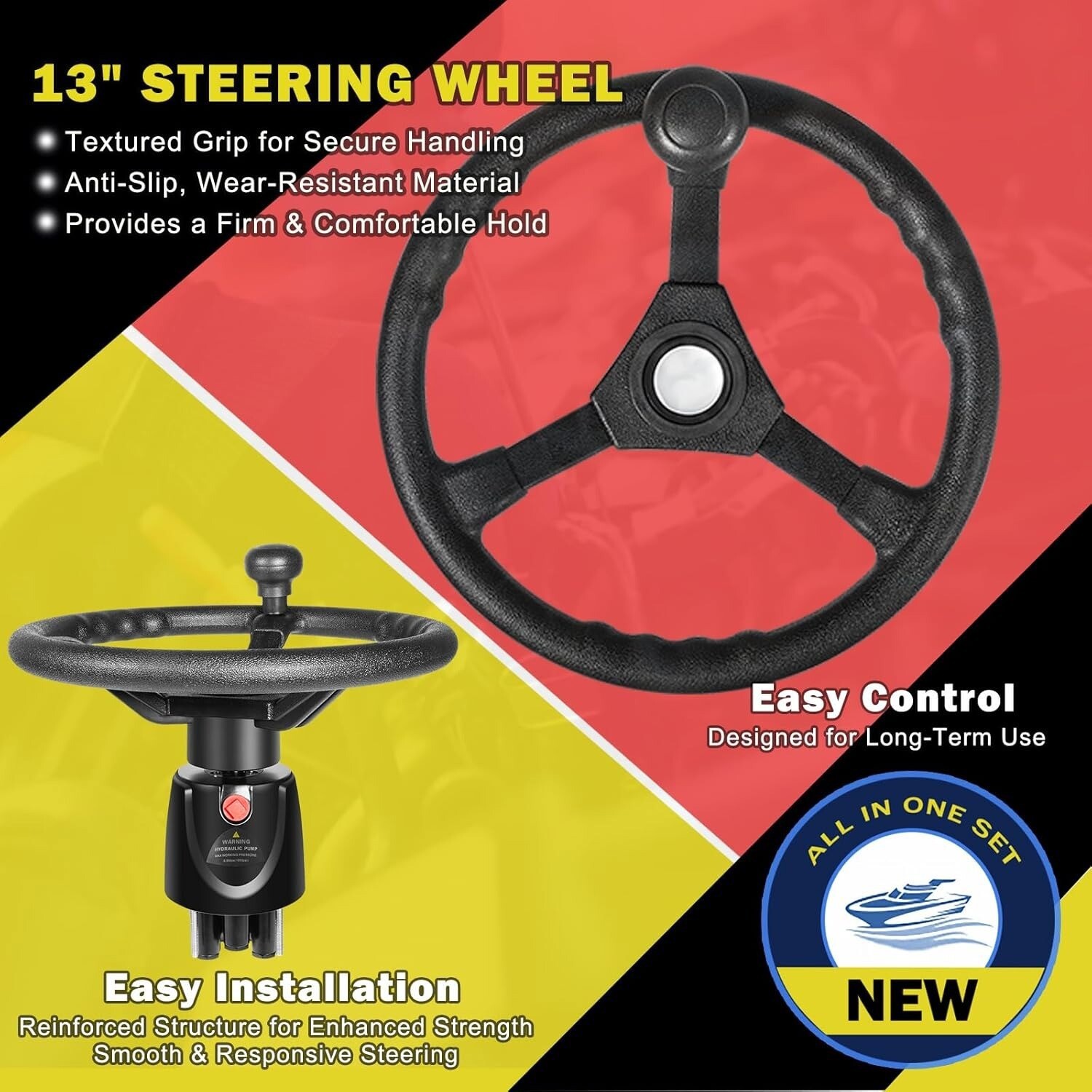 200HP Boat Hydraulic Outboard Steering Kit 26ft for Most Single Outboard-Powered