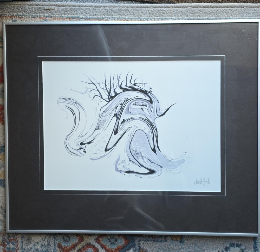 Framed abstract drawing