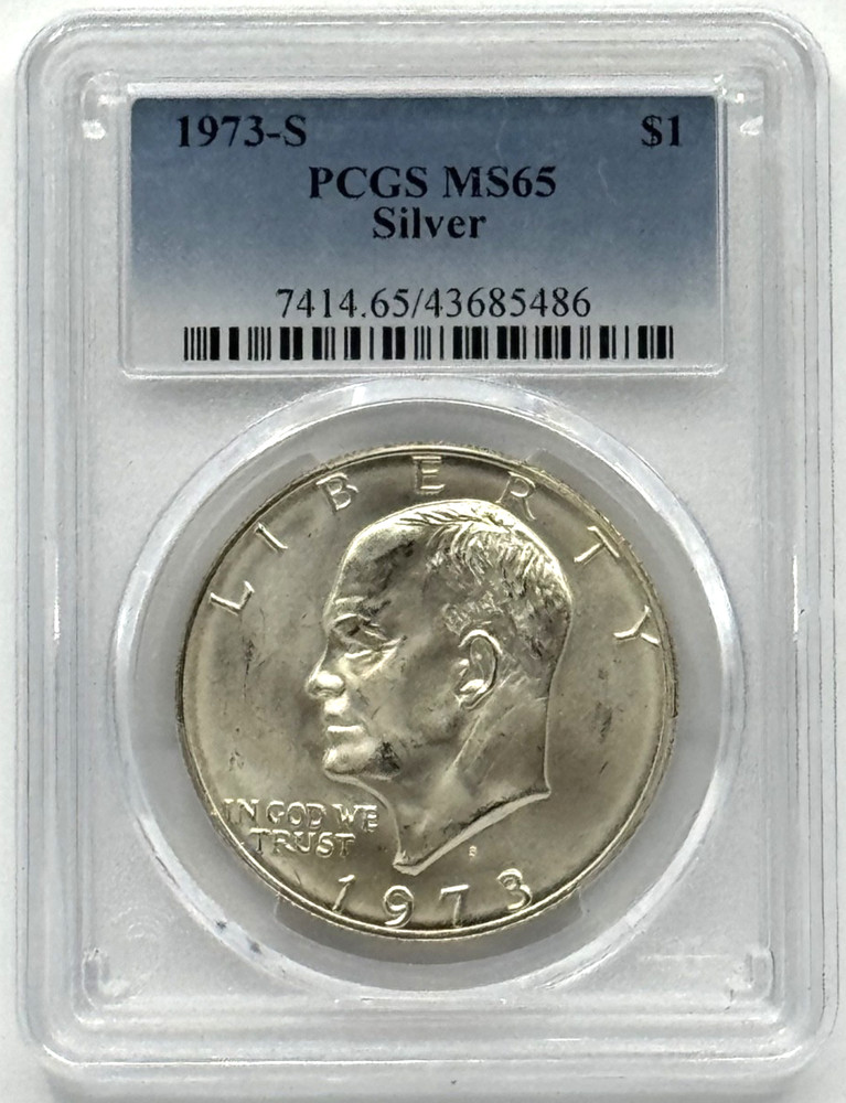 1973-S Eisenhower (Ike) Silver Dollar PCGS MS65 Blue Label