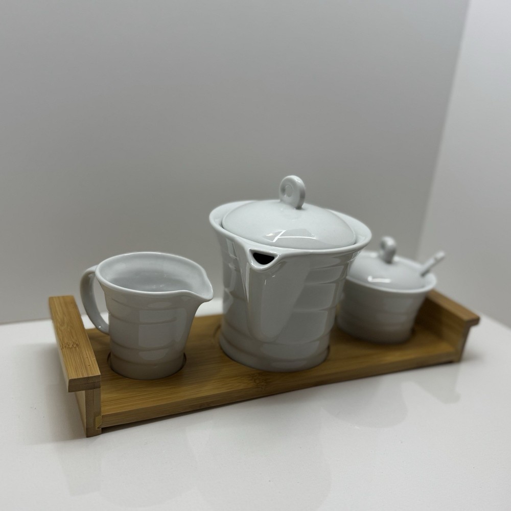 Chantilly Collections Tea Coffee Serving Set Bamboo Tray Modern Simple