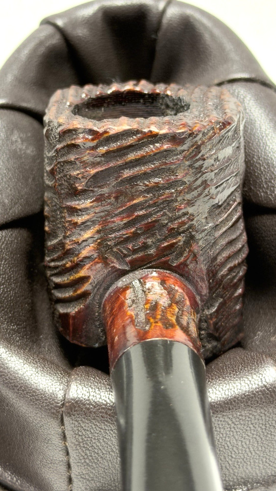 UNKNOWN MAKER: UNSMOKED 4 Panel Rustic Pot, Pristine Tapered Ebonite Stem