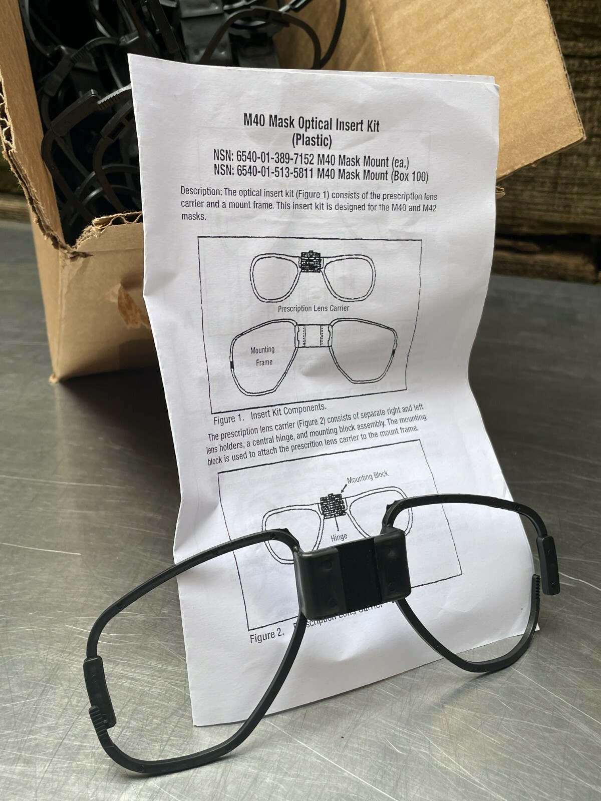 M40, M42 Gas Mask Optical Insert Mount Kit 4240-01-389-7152 for Rx Lens Carrier