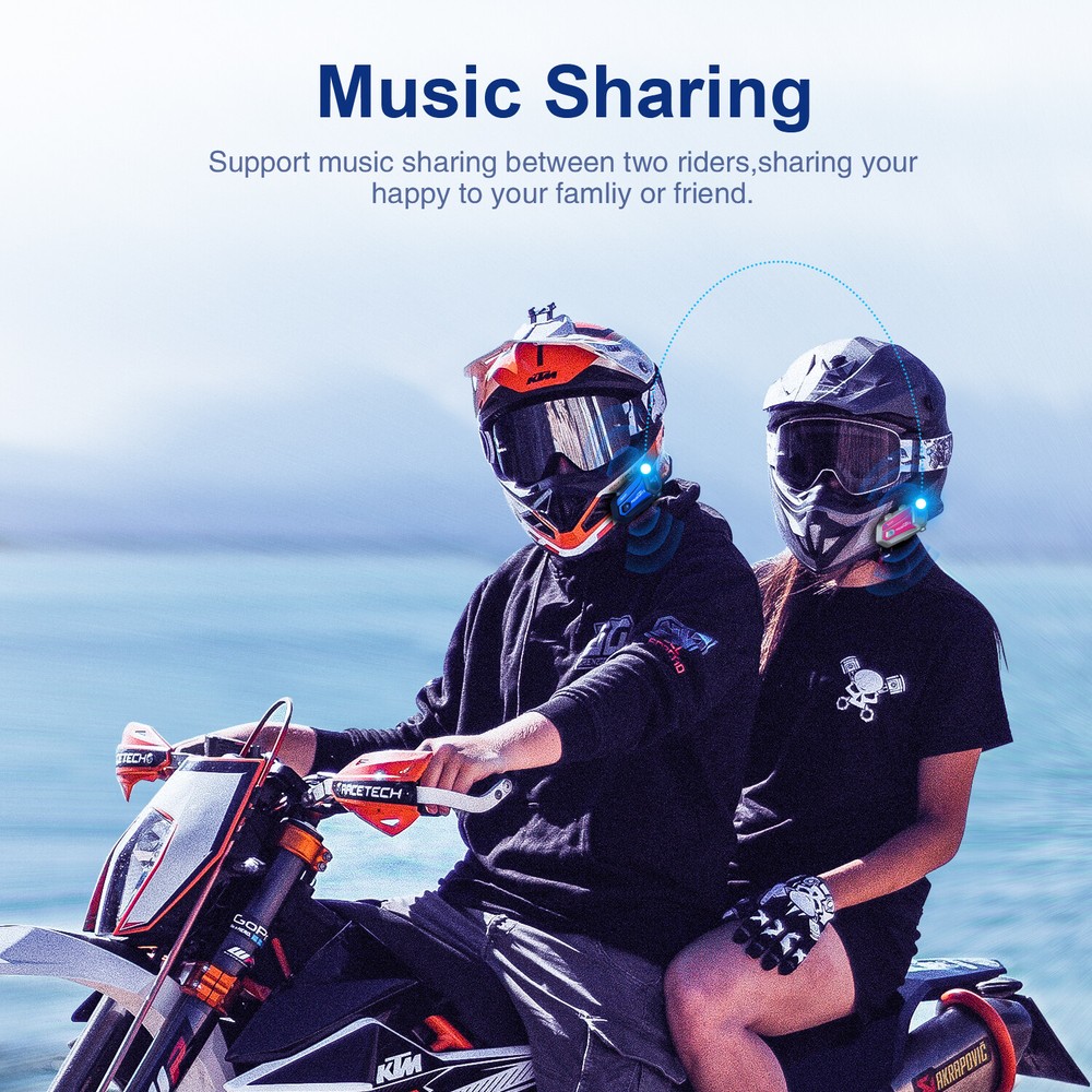 M1-S Plus Motorcycle Intercom Bluetooth Helmet Headset Interphone 8 Riders 2000m