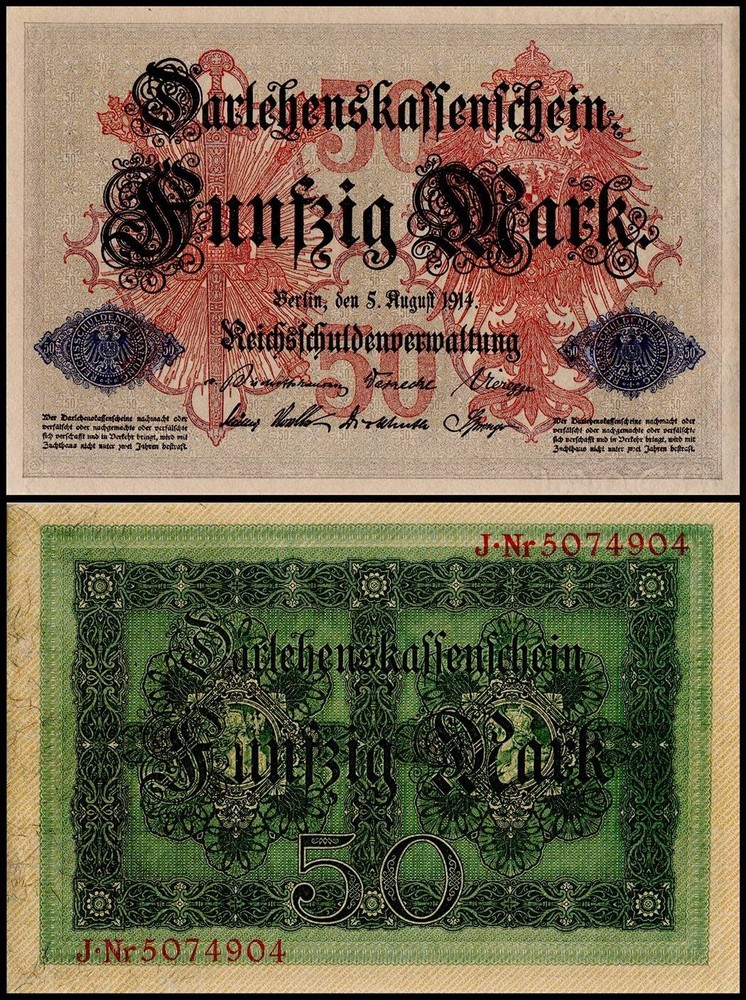 Germany 50 Mark, 1914, P-49, Used