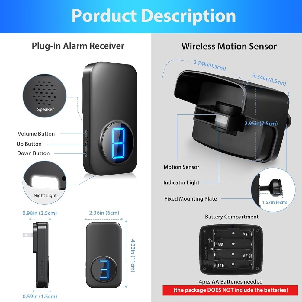 Expandable Wireless Motion Sensor Alarm - Waterproof for Outdoor Use