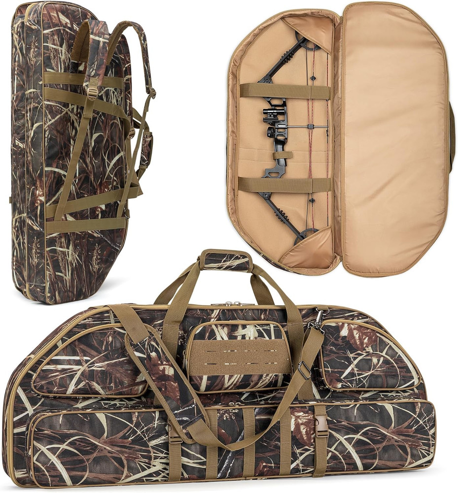 Padded Compound Bow Case Backpack Soft Bow Bag w/ Arrow Pocket Hunting Range