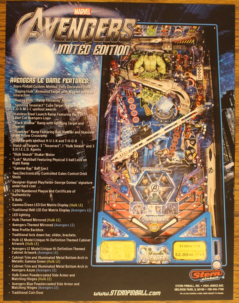 AVENGERS LE by Stern Pinball flyer