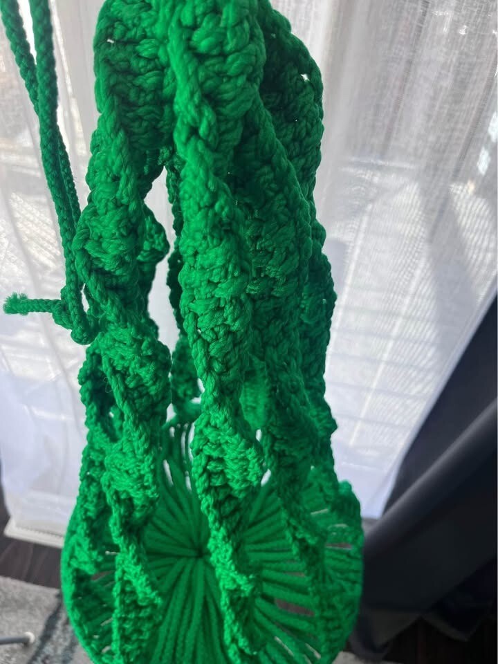 Vintage Green Macrame Plant Hanger