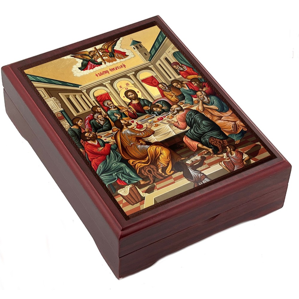 Mystical Supper Last Supper Icon Wooden Box Keepsake for Prayer Ropes Rosary