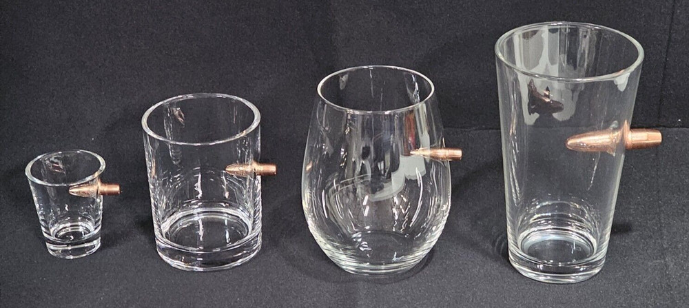 MoonlyTree 4 Piece NIB Glasses with Real Bullets