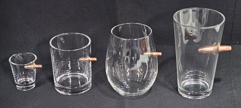 MoonlyTree 4 Piece NIB Glasses with Real Bullets