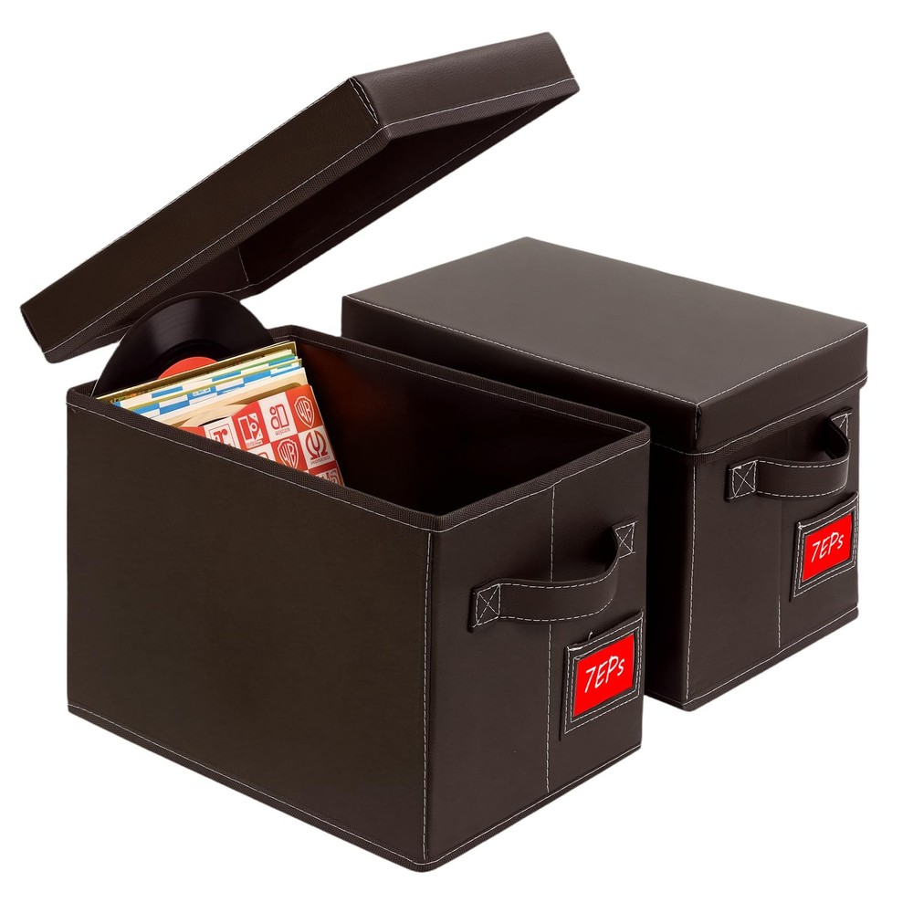 7Inch Vinyl Record Storage Box 2Pack – Holds 120 LPs, Stackable Organizer