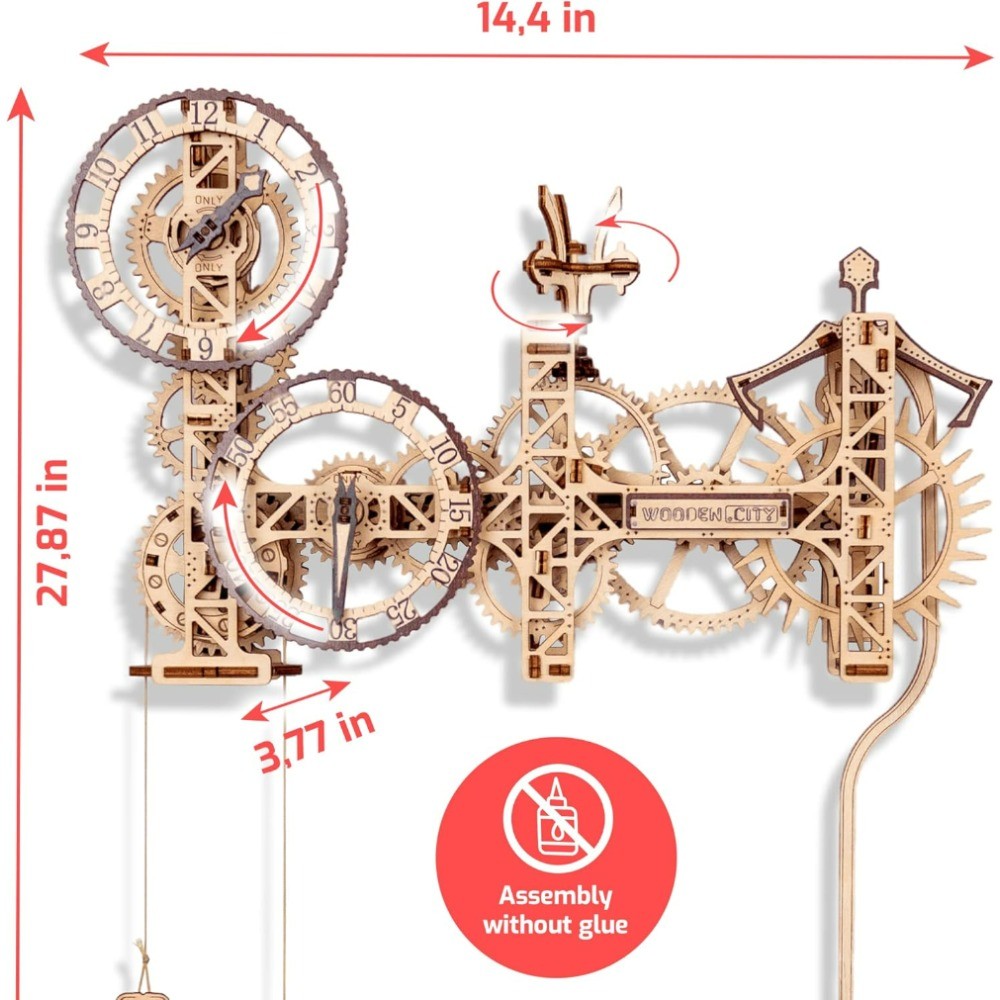 257Pcs Steampunk Mechanical Pendulum Clock 3D Wooden Puzzle Kit